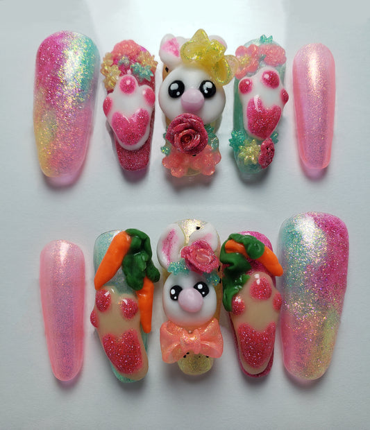 3D Easter Bunny Nails